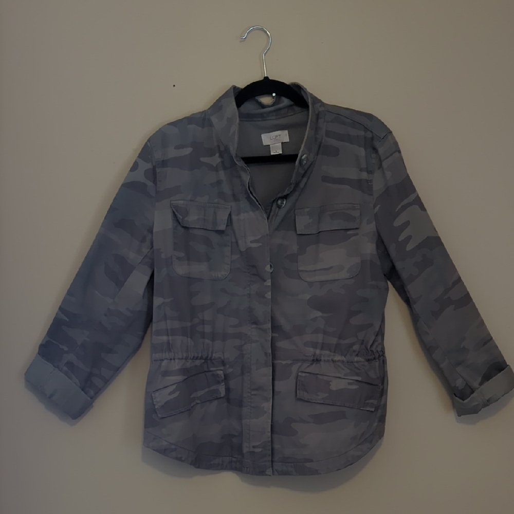 LOFT Green Camouflage Utility Jacket